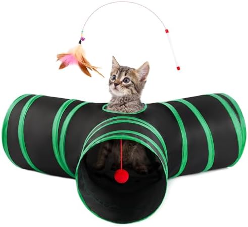 Love's cabin Cat Tunnel for Indoor Cats, 3-Way Collapsible Play Tunnel by Lovescabin