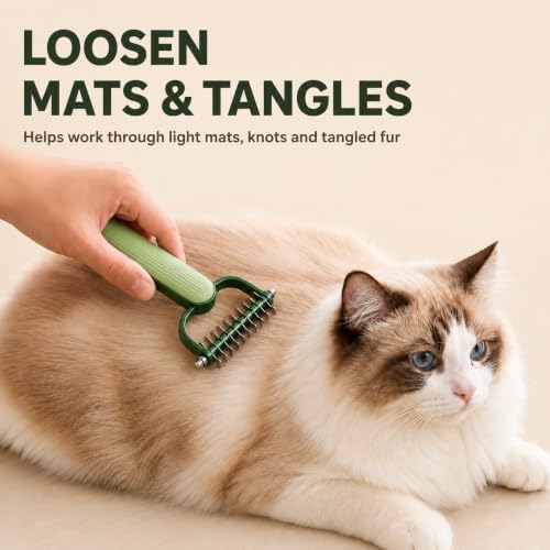 Dual-Sided Dematting Comb for Dogs & Cats, Undercoat Rake for Long Hair - Image 4