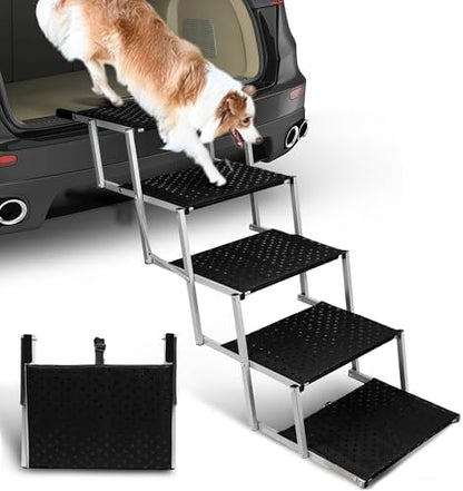 Foldable Dog Stairs for Car,17" Extra Wide Pet Ramp for Large Dog,5 Steps by Niubya