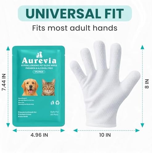 Hypoallergenic Pet Glove Wipes for Dogs & Cats - 7 Individually Wrapped Disposable No-Rinse Grooming Mitts | Lick-Safe Waterless Cleaning Gloves for Paws, Butt, Face & Fur | Deodorizing & Soft - Image 6