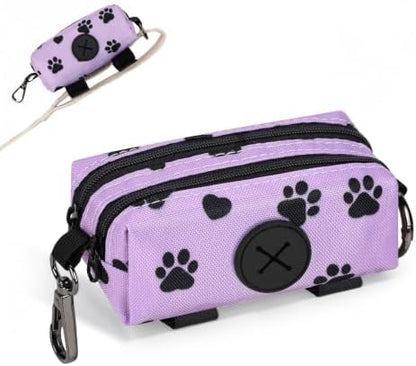 Dog Poop Bag Holder for Leashes 2 Zipper Pockets Purple 1 Pack by SIDESUGAR