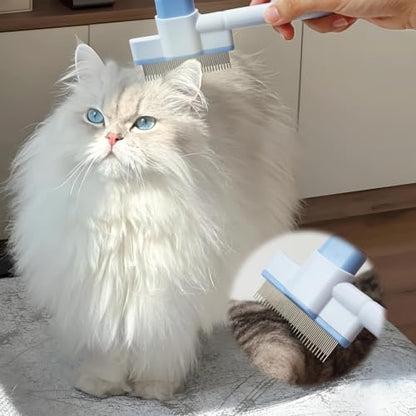 Cat Comb Pet Comb Self Cleaning Upgraded Cat Brush for Long Haired Cats & Dogs, Pink - Image 3