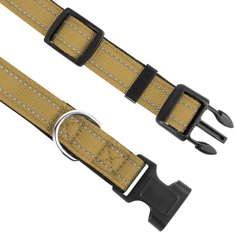 Reflective Dog Collar, Adjustable Soft Neoprene Padded,Khaki,M - Image 3