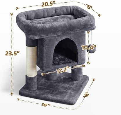 Yaheetech 23.5in Small Low-Profile Cat Tower with Scratching Posts - Image 3
