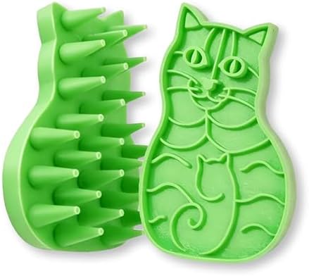 Pet Bath & Massage Brush,Pet Grooming Brush,Soft Rubber Scrubber for Brushing,Massaging,Bathing,Shampooing and Reducing Hairballs (Green, Style 1) by Zdxftc