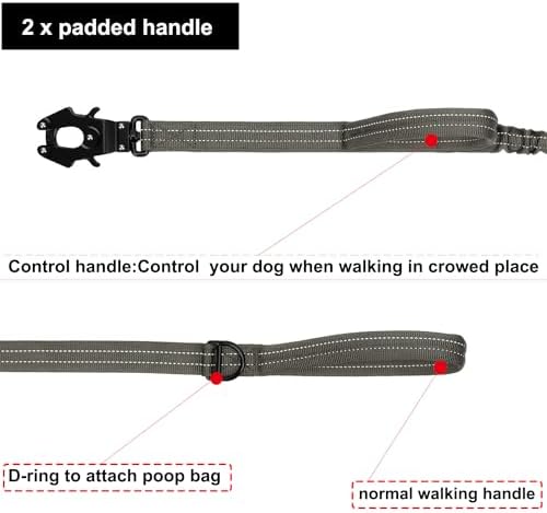 ICEFANG Tactical Dog Leash with Quick-Release Metal Clasp,Bungee-Dog Lead - Image 3