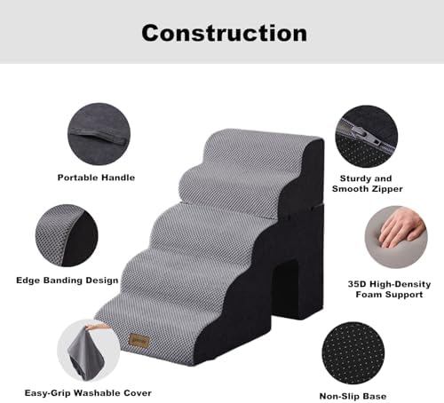 ZOMISIA Dog Ramp for Large Dogs with Tunnel, 24" H 5 Steps for High Bed - Image 4