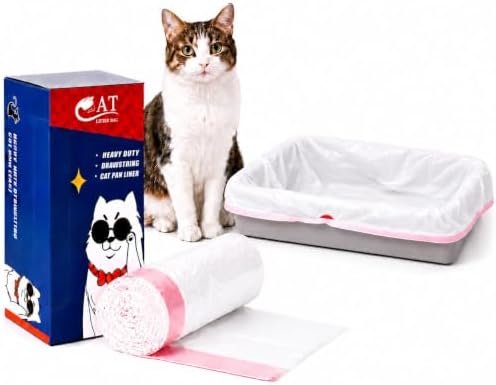 10 Count Litter Box Liners Jumbo, Heavy Duty Cat Litter Box Liners: Tear Free&Pull-Out, Leak Resistant - Drawstring Close - Size: 36 * 19 Inch (10 Count Unscented) by Home+Wing