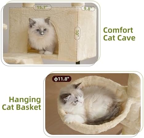 Gitelsnour Cat Tree Tower for Indoor Cats, Top Platform with Toy, GCT006SM - Image 4