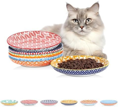 Selamica 6 Inch Ceramic Cat Bowls, Set of 6, Assorted Colors by Selamica
