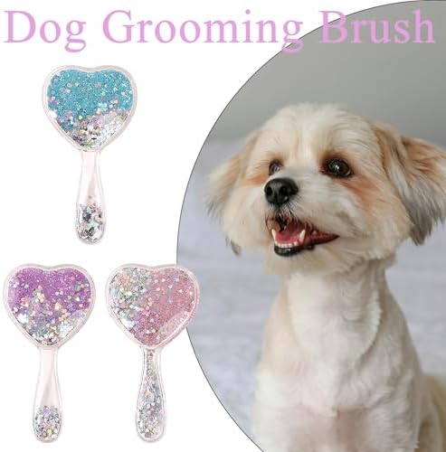 Small Soft Dog Grooming Brush Pet Massage Hair Brush-Glitter Blue - Image 7