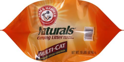ARM & HAMMER Naturals Clumping Cat, Litter Odor Control, Multi Cat Litter, 18 lb. Bag (Pack of 2)