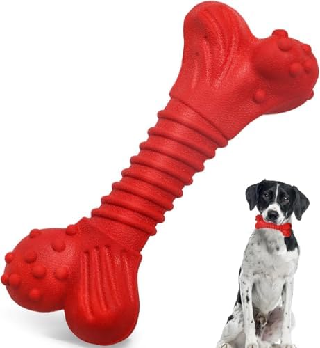 Dog Toys for Aggressive Chewers, Dog Toys for Medium Large Dogs, Natural Rubber Dog Chew Toys with Beef Flavor, Indestructible Chew Toys for Aggressive Chewers (red) by Doudele