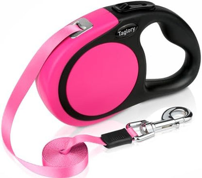 Taglory Retractable Dog Leash, One-Handed Brake, 16ft, Up to 44 lbs, Pink by Taglory