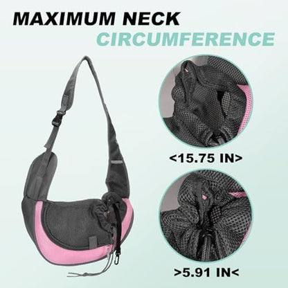 Dog Sling Carrier for Small Pet Up to 13.2 lbs Hand-Free Drawstring Pet Sling Carrier with Safety Hook & Adjustable Strap, (Pink, 1 Pcs) Intended for Hiking and Camping - Image 5