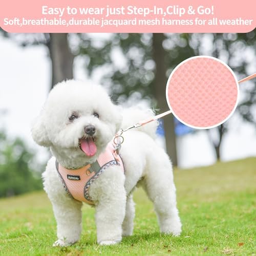 AIITLE Medium Dog Harness and Leash Set with Breathable Mesh, Pink M - Image 5