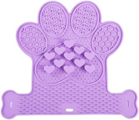 Dog Lick Mat with Suction Cups, Slow Feeder & Enrichment Mat for Dogs & Cats, Silicone Feeding Mat for Wet & Dry Food, Anxiety Relief, Mess-Free Foldable Pocket Design, Purple by Unknown