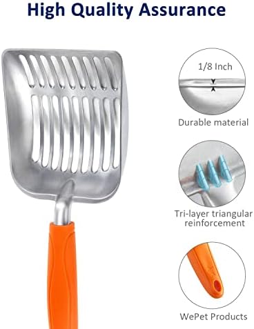 WePet Cat Litter Scoop, Aluminum Alloy Sifter, Kitty Metal Scooper, Deep Shovel, Long Handle, Poop Sifting, Kitten Pooper Lifter, Durable, Heavy Duty, for Litter Box - Image 4