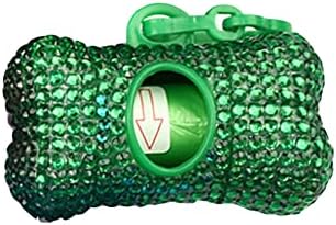 Bling Dog Poop Pickup Bag Dispenser Holder Pet Waste Disposal Bag Pet Trash Bags Holder Bone Shaped Green by TJCGCKK