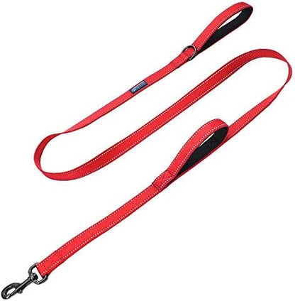 Max and Neo Double Handle Traffic Leash - Reflective, 6 FT (RED, Donates to Dog Rescue) by MaxandNeo