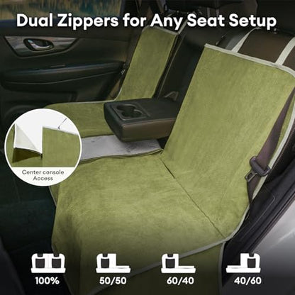 FUNNY FUZZY Dog Car Seat Cover for Back Seat, Back Seat Pet Cover for Dogs Waterproof, Scratchproof Dog Backseat Cover, Non-Slip Bench Car Seat Protector, Universal Fit Most Cars, SUVs, Trucks, Green - Image 5