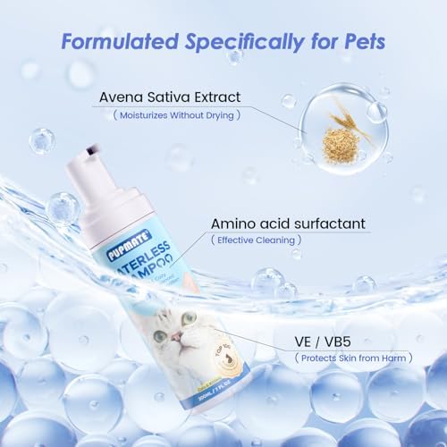 Cat Waterless Shampoo - No Rinse Formula for Quick Clean Between Baths, Hypoallergenic & Detangling, Reduce Itchy Skin Shedding & Odor Control,Vet-Recommended for Kittens/Senior Cats - Image 2