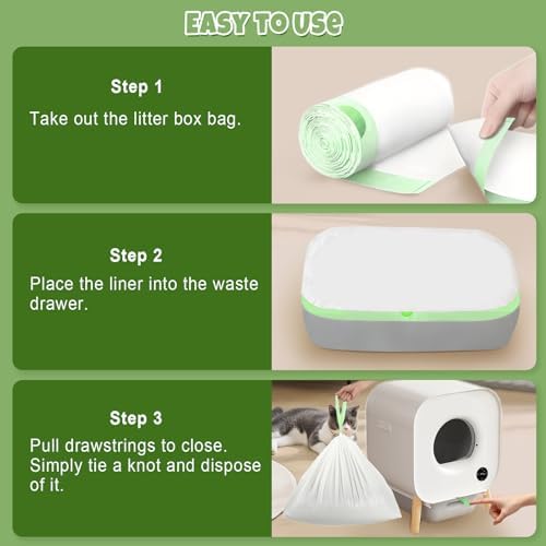 120 Count 26" x 11.8" Pre-separated Cat Litter Bags - Compatible with Fsitego & Fumoi Self Cleaning Litter Box, Extra Thick Heavy Duty Cat Litter Box Liners, 3-4 Gallons of Capacity - Image 5