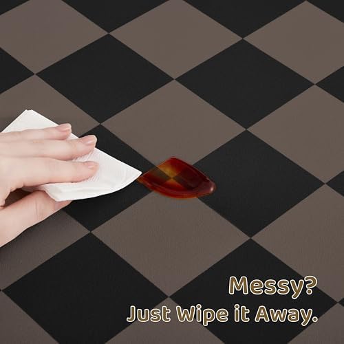 Checkered Dog Feeding Mat, Absorbent Mats for Dog Food and Water Bowl, Dispenser, Aesthetic Checkerboard Pet Placemat for Dogs, Cats, Puppy Accessories Brown Khaki Black - Image 5