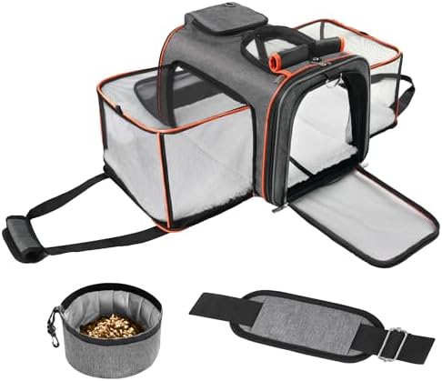 Cat Carrier,Portable Pet Carrier Bag for Cats and Small Dogs,Foldable Soft-Sided and Scratch-Proof mesh Cat Bag Pet Carriers,Airline Approved Pet Carrier,Pet Travel Carrier Up to 15 Lbs,Grey by ROYPET