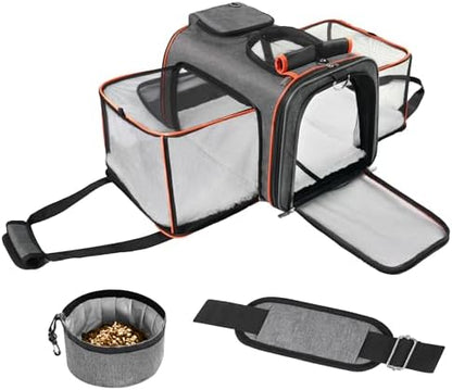 Cat Carrier,Portable Pet Carrier Bag for Cats and Small Dogs,Foldable Soft-Sided and Scratch-Proof mesh Cat Bag Pet Carriers,Airline Approved Pet Carrier,Pet Travel Carrier Up to 15 Lbs,Grey by ROYPET