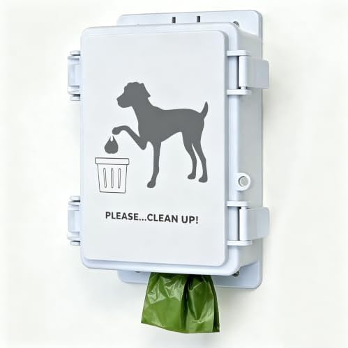 Dog Poop Bag Dispenser Wall Mounted Waterproof Outdoor Pet Waste Bags Dispenser Station Stake, Pole, Fence Mounted fits Home, Porch, Back Yard (white,only dispenser) by Onybte