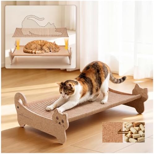 Cork Cat Scratcher Bed 2in1 Larger-Scratching Post-Cat Furniture by MocherpionLLC
