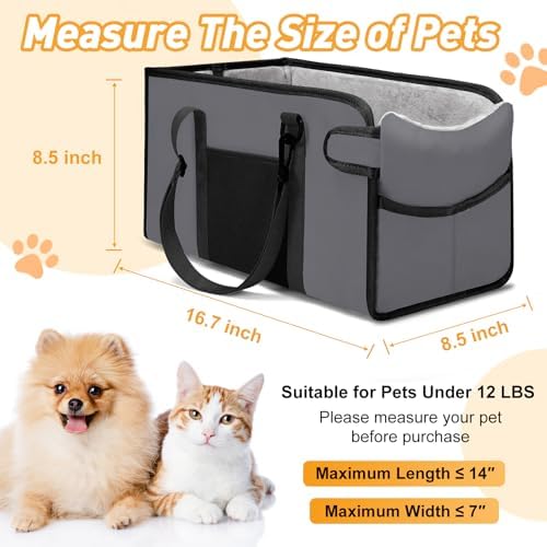 Portable Dog Car Seat for Small Dogs, Puppy Car Seat, Grey - Image 2