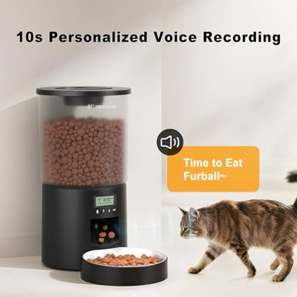 Automated Cat Feeder,Clear 4.2L Dry Food Dispenser with Single Bowl,Programmable Timed Pet Feeder for Up to 6 Daily Meals,10-Second Voice Message & Dual Power Backup (Black, 4.2L Press Version) - Image 4