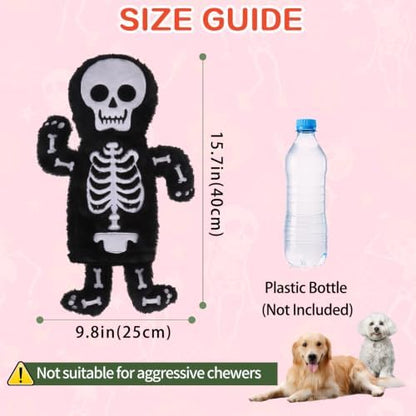 Mihachi Halloween No Stuffing Crinkle Dog Toys,2-in-1 Holds Water Bottles-Cruncher with Puncture Resistant Squeaker, Dog Squeak Toys Plush Dogs Chew Toy for Puppy Small Medium Breed Chewer, Skeleton - Image 7