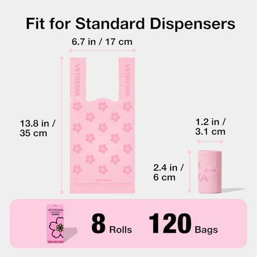 VETRESKA Dog Poop Bags with Handles 120 Count, Floral Scented Waste Bags - Image 2