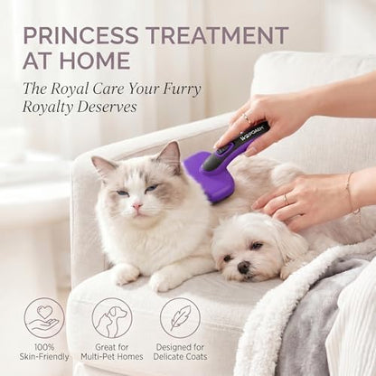 Self Cleaning Slicker Brush for Dog and Cat Shedding, Purple - Image 4