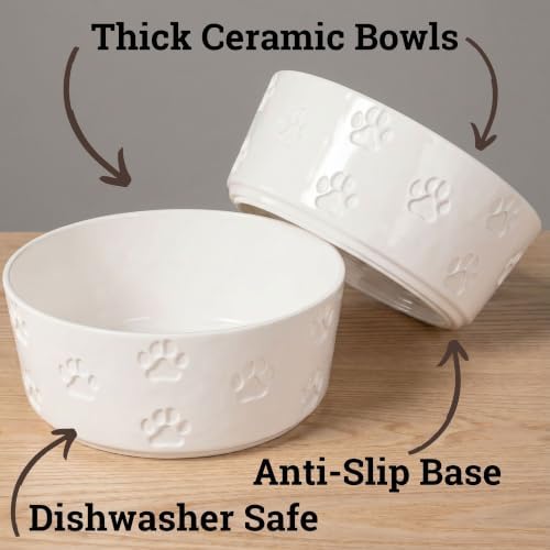 Ceramic Dog Bowl Set of 2 w/ Anti-Skid Base 6.5"W x 2.5"H, 3.8 Cup Capacity - Image 2