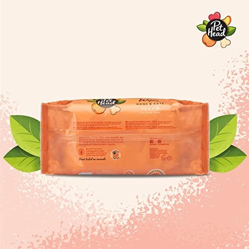 Pet Head Quick Fix Paw and Body Wipes for Cats and Dogs | Peach Scent with Aloe Vera | Biodegradable Pet Hygiene Cleaning Wipes | pH-Neutral | Vegan | for an Easy & Speedy Freshen-Up | 160 Pack - Image 2