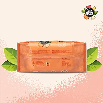 Pet Head Quick Fix Paw and Body Wipes for Cats and Dogs | Peach Scent with Aloe Vera | Biodegradable Pet Hygiene Cleaning Wipes | pH-Neutral | Vegan | for an Easy & Speedy Freshen-Up | 160 Pack - Image 2