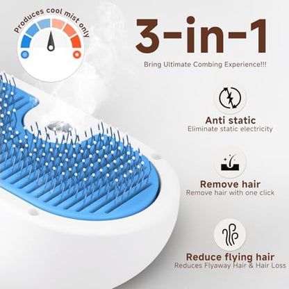 Pet Steam Brush for Dogs & Cats, 3-in-1 Shedding Grooming Tool - Image 2