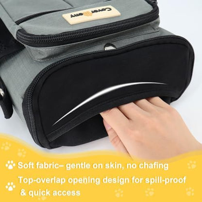 Dog Treat Pouch Open Top for Quick & Spill-Proof Access, Removable Pouch|Poop Bag Dispenser|3 Ways to Wear, Dog Treat Bag - Collapsible Bowl, Training Clicker & Poop Bag for Training & Walking. (Grey) - Image 2