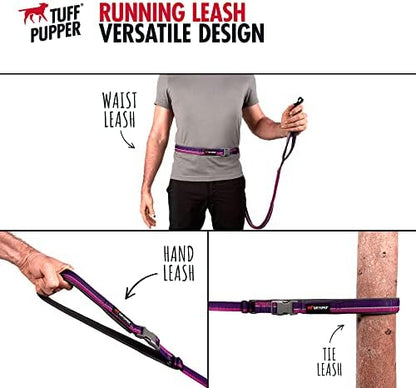 Tuff Pupper Hands Free Bungee Dog Leash | Lightweight for Running Jogging Walking | Adjustable Padded Waist Belt (24-50 inch) | Bungee Stretch 3 to 6 Feet | Strong Ballistic Nylon w/Reflective Strips - Image 3