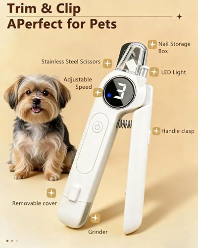 2-in-1 Pet Nail Clipper and Grinder with LED Light & Safety Guard - Painless Quiet Grooming Tool for Small & Large Dogs & Cats, Avoid Overcutting Professional Pet Trimmer - Image 3