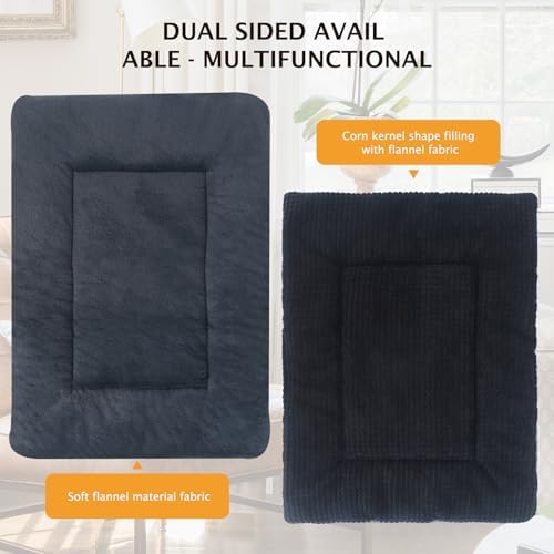 Reversible Dog Bed Mat with Plush and Corn Velvet,Soft Warm Pet Cushion, Dual Purpose Washable Sleeping Mattress Bed for Small Medium Large Dog and Cat XB004 (42"x28", Dark Grey) - Image 5