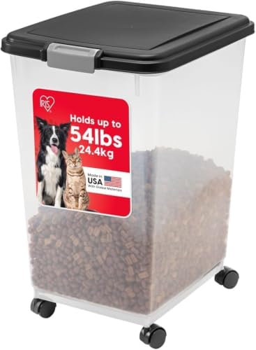 IRIS USA Dog Food Storage Container, Up to 54 lbs, Black, Made in USA by IRISUSA