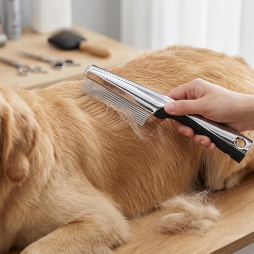 Resco Professional Flea and Face Comb, Anti-Static for Grooming Pets Very Fine Pin Spacing, Chrome - Image 2