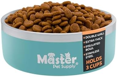 Master Pet Supply Stainless Steel Dog Bowls 25 oz Heavy Duty Aqua Sky by MasterPetSupply