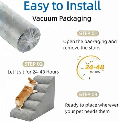 Simple Deluxe Dog Stairs for Small Dogs, 5-Step Curved Dog Step for Puppy, Older Cat, Medium Pet Ramp for Sofa, Couch or Chair, Indoor Non-Slip Pet Ladder with High Density Foam, Gray - Image 7