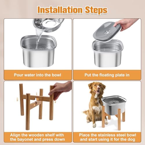 Decflow 3L Elevated Dog Water Bowl, Stainless Steel Raised Food Dispenser with Stand, Large Capacity No Spill Dog Water Bowl for Small, Medium and Large Dogs - Image 5